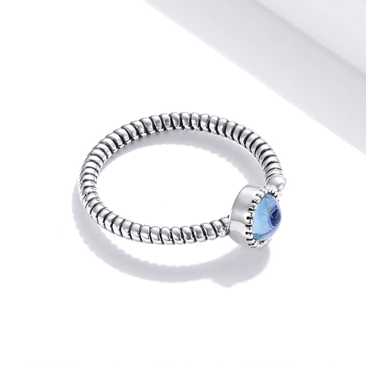 Bague Pierre de Lune en argent 925 plaqué or blanc ajustable avec pierre de lune - Photo 5