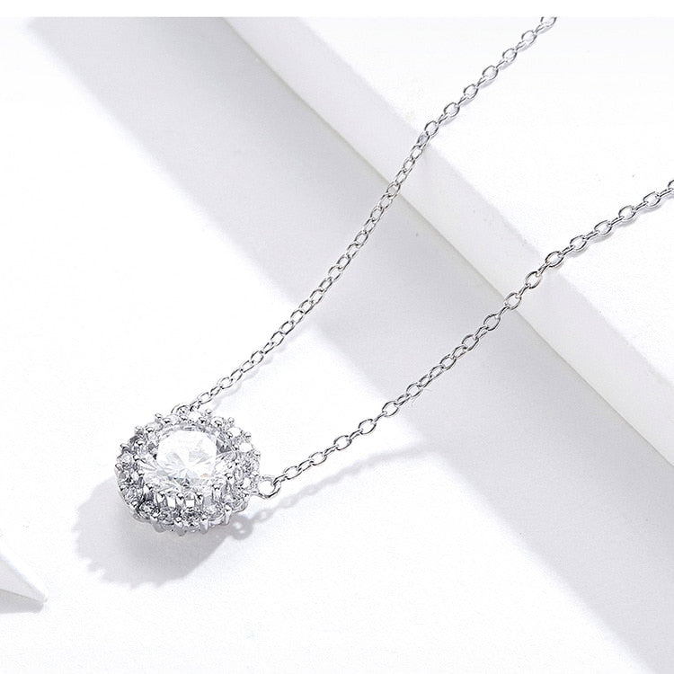 Collier Point Lumineux en argent 925 plaqué or blanc ajustable avec zircons blancs - Photo 4