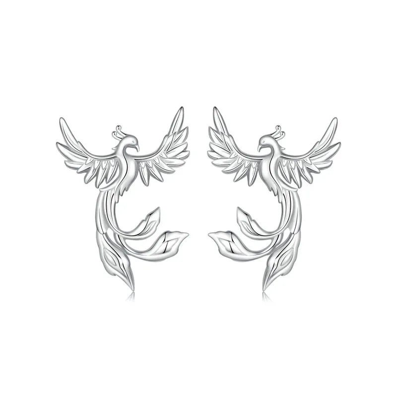 Boucles d'Oreilles Puces Phénix en Argent 925