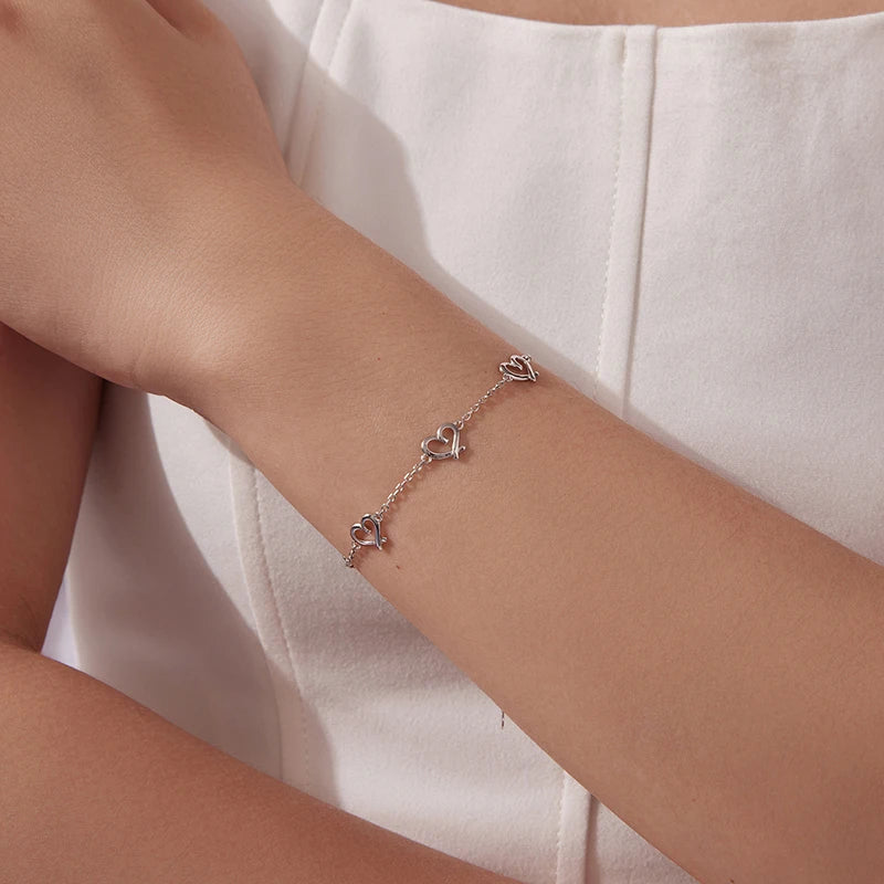 Bracelet Maillons Cœur en Argent 925