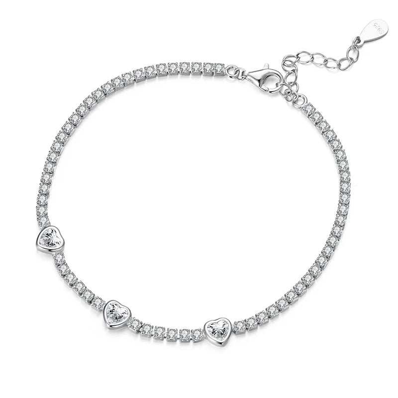 Bracelet Cœur Étincelant en Argent 925