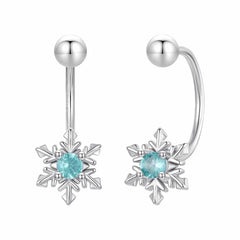 Boucles d'Oreilles Traversantes Flocon de Neige en Argent 925