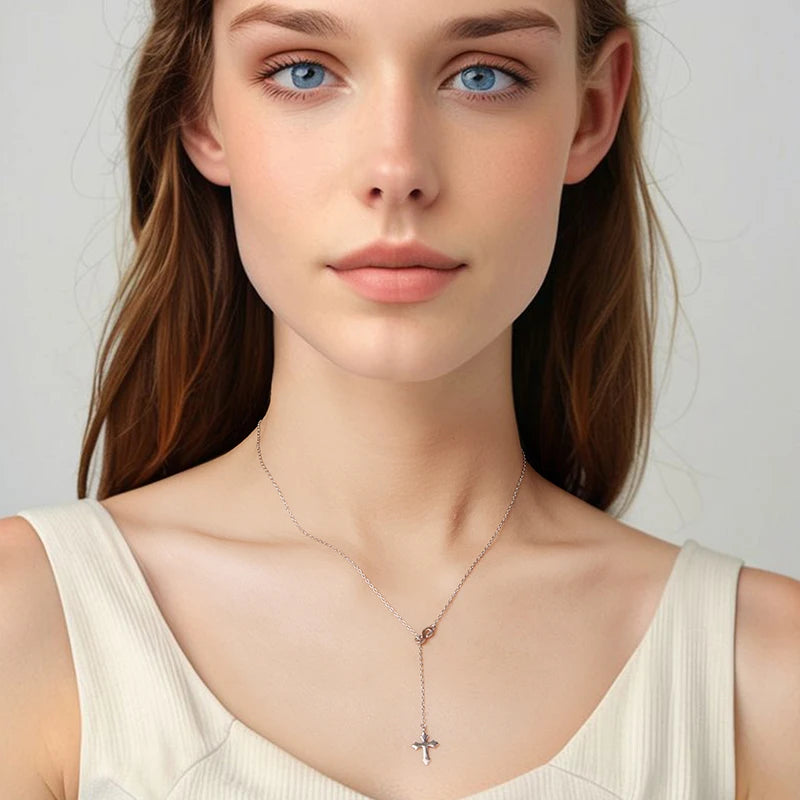 Collier en Y Croix Foi Éternelle en Argent 925