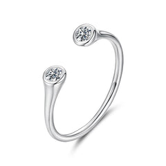 Bague Ajustable Moissanite 0,1ct en Argent 925 avec Certificat