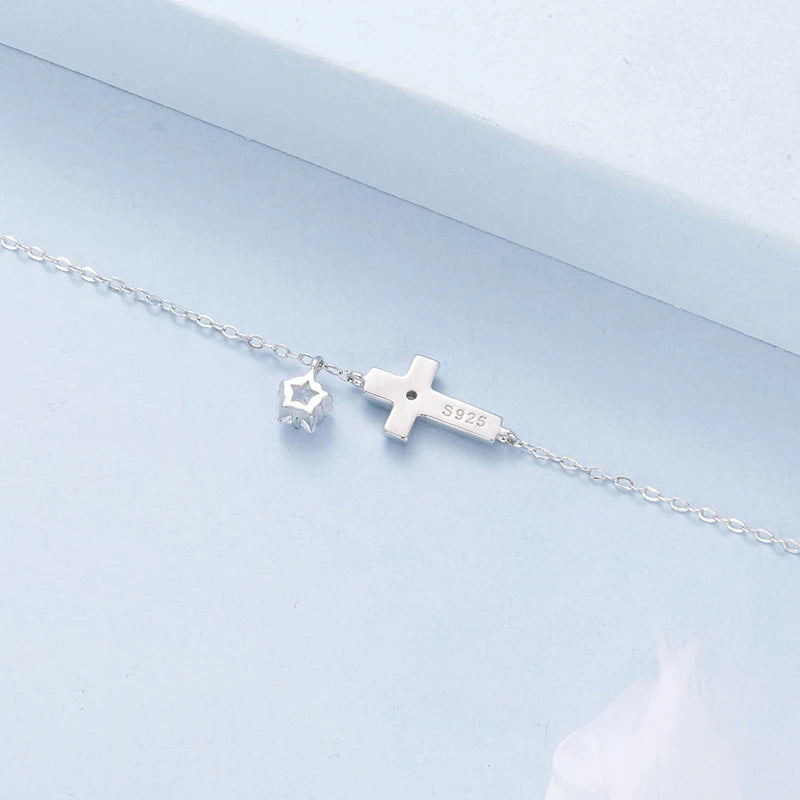 Bracelet Croix Lumière d'Étoile en Argent 925