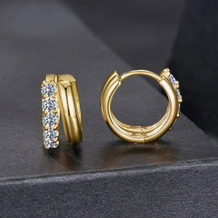 Créoles Double Rang Moissanite en Argent 925 avec Certificat