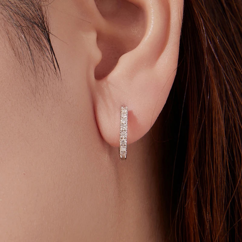 Créoles Rondes Moissanite de Mariage en Argent 925
