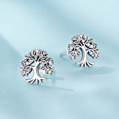 Boucles d'Oreilles Puces Arbre de Vie en Argent 925