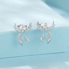 Boucles d'Oreilles Puces Phénix en Argent 925