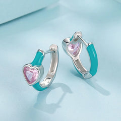 Créoles Cœur Rose en Argent 925