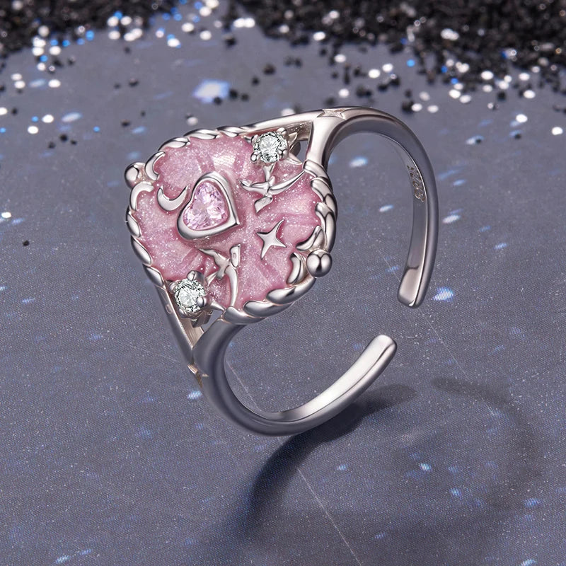 Bague Ajustable Carte de Tarot Les Amoureux en Argent 925