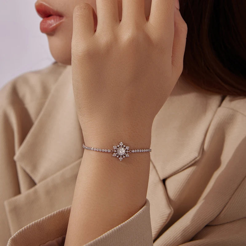 Bracelet Ajustable Fleur de Givre en Argent 925