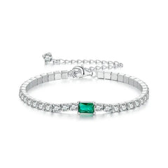 Bracelet Élégant Vert Émeraude en Argent 925