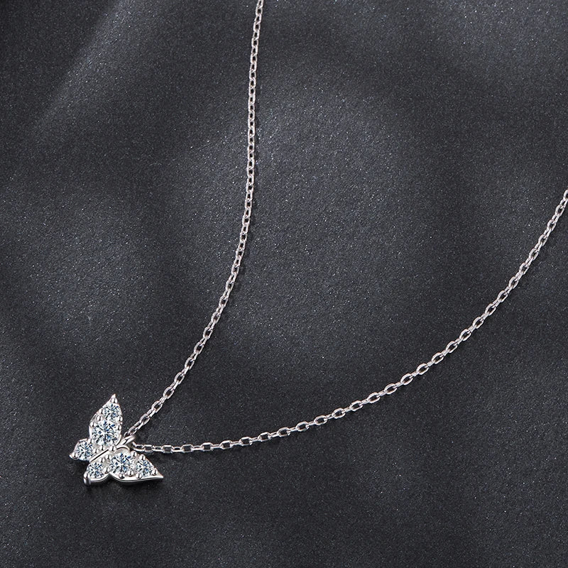 Collier Papillon Moissanite en Argent 925 avec Certificat