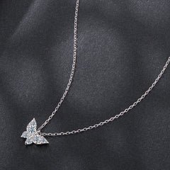 Collier Papillon Moissanite en Argent 925 avec Certificat