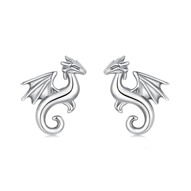 Boucles d'Oreilles Puces Mini Dragon Volant en Argent 925
