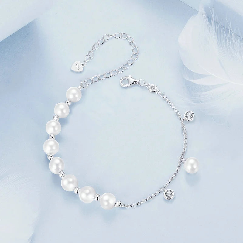 Bracelet Perles Coquillage à Pampille en Argent 925