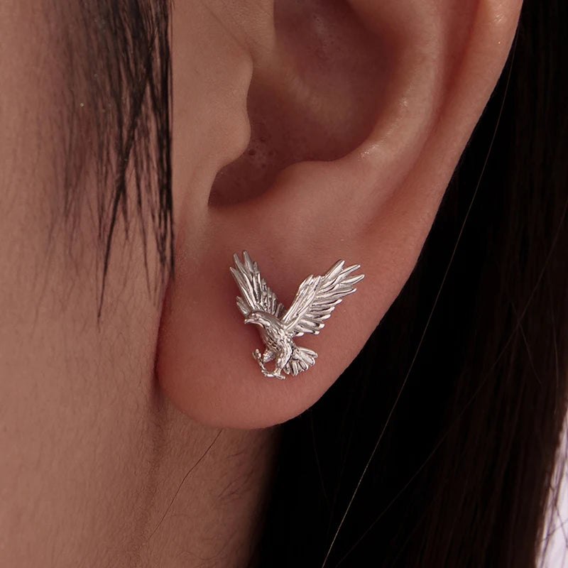 Boucles d'Oreilles Puces Aigle en Argent 925