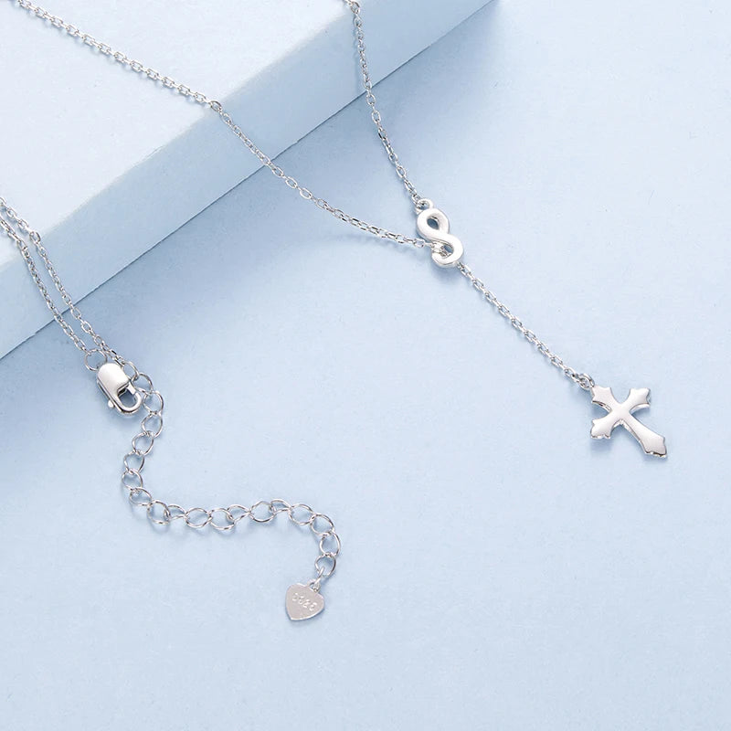 Collier en Y Croix Foi Éternelle en Argent 925