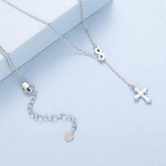 Collier en Y Croix Foi Éternelle en Argent 925