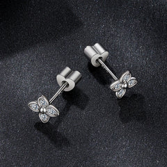 Boucles d'Oreilles Puces Trèfle Moissanite en Argent 925 avec Certificat