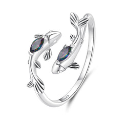 Bague Ajustable Signe Poissons en Argent 925