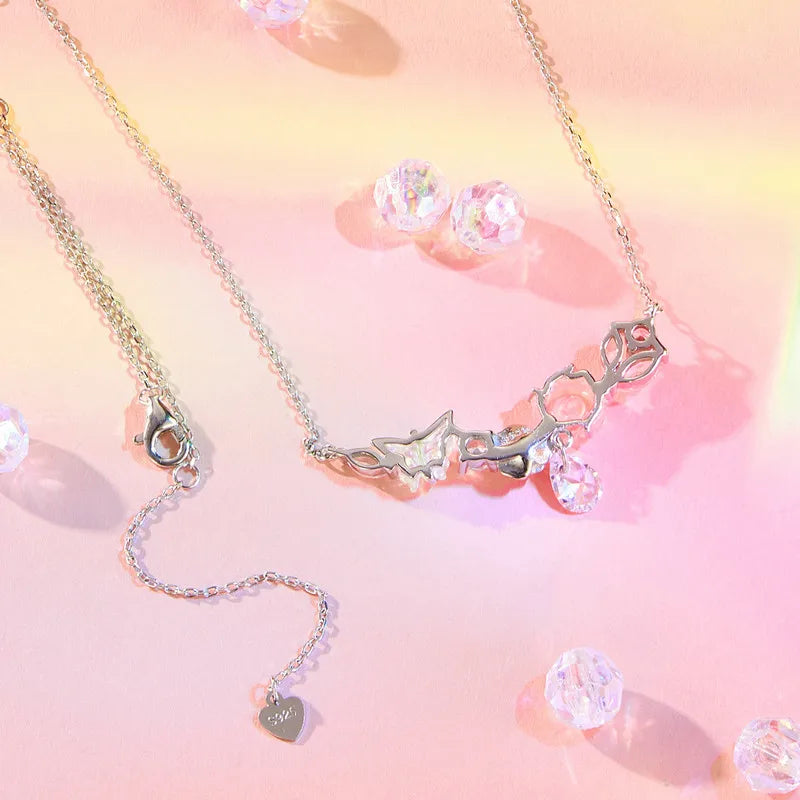 Collier Papillon et Fleur Onirique en Argent 925