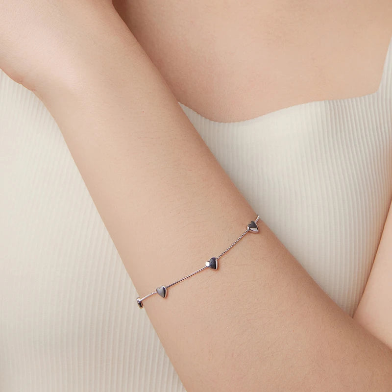 Bracelet Maillons Cœur en Argent 925