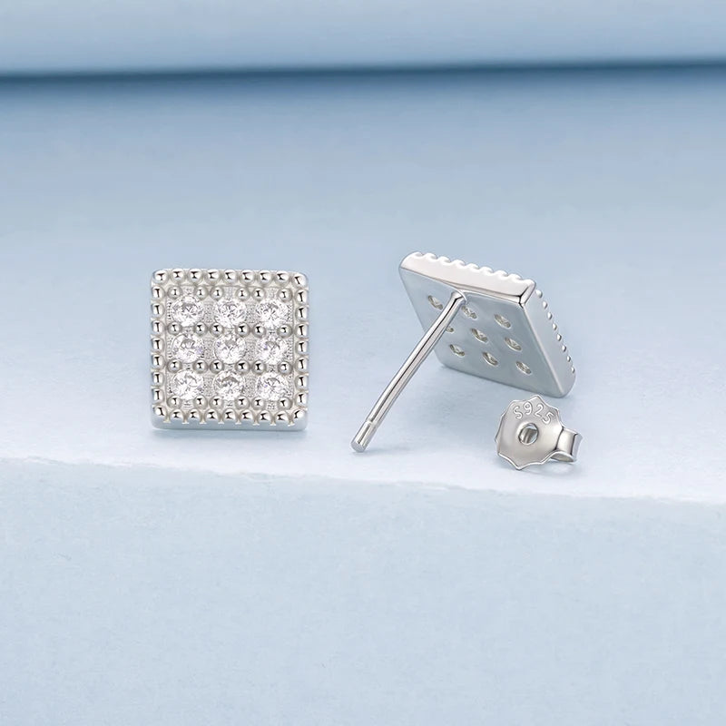 Boucles d'Oreilles Puces Carrées en Argent 925