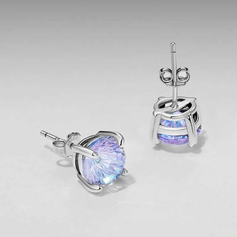 Boucles d'Oreilles Puces Pierre Feu d'Artifice en Argent 925