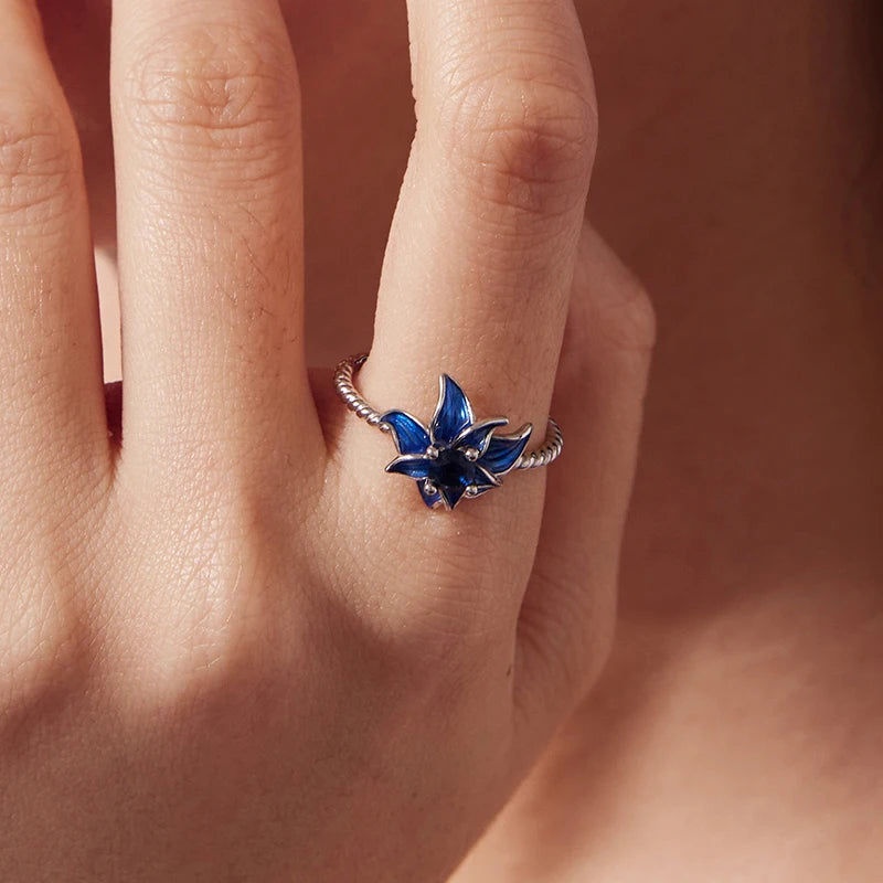 Bague Lotus Bleu en Argent 925