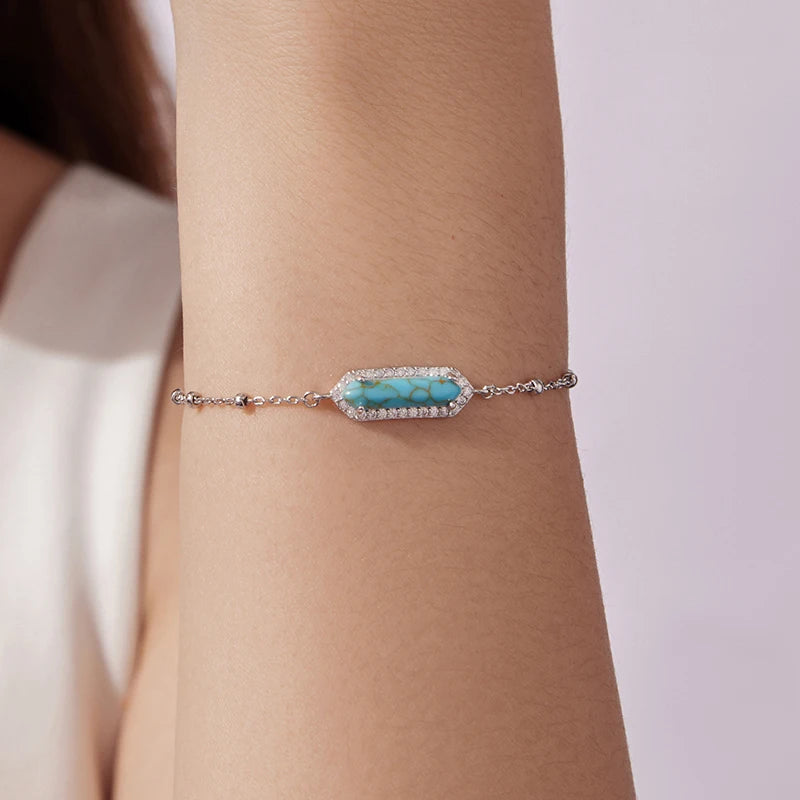 Bracelet Turquoise Minimaliste en Argent 925