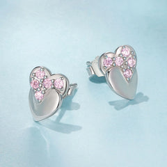 Boucles d'Oreilles Puces Cœur en Argent 925