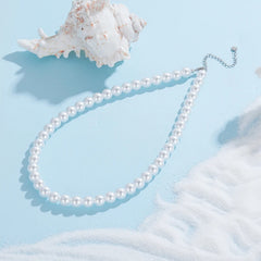 Collier Perles de Coquillage 8mm en Argent 925