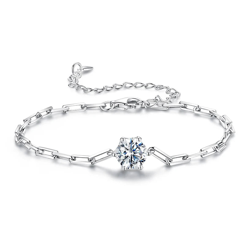 Bracelet Moissanite Étincelant en Argent 925 avec Certificat