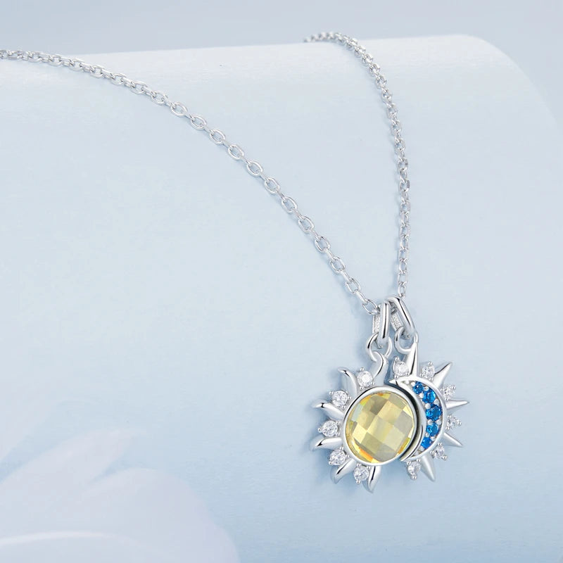 Collier Pendentif Soleil et Lune en Argent 925