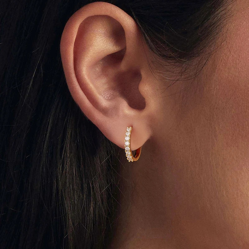 Créoles Rondes Moissanite Plaqué Or 18K en Argent 925