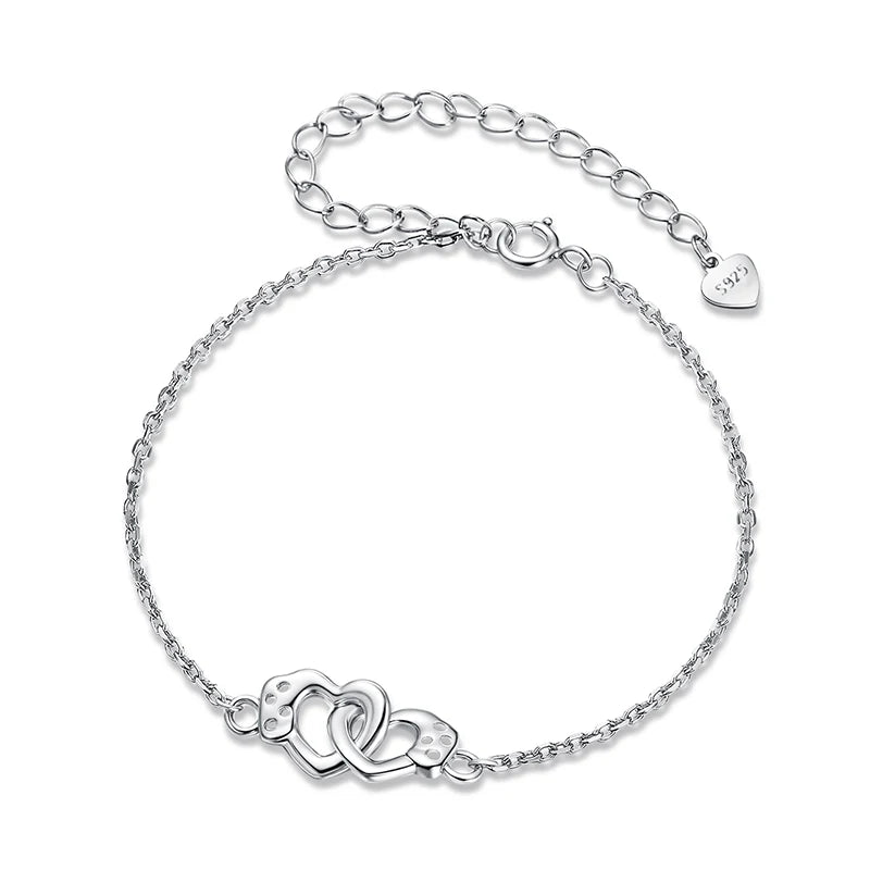Bracelet Menottes Cœur en Argent 925