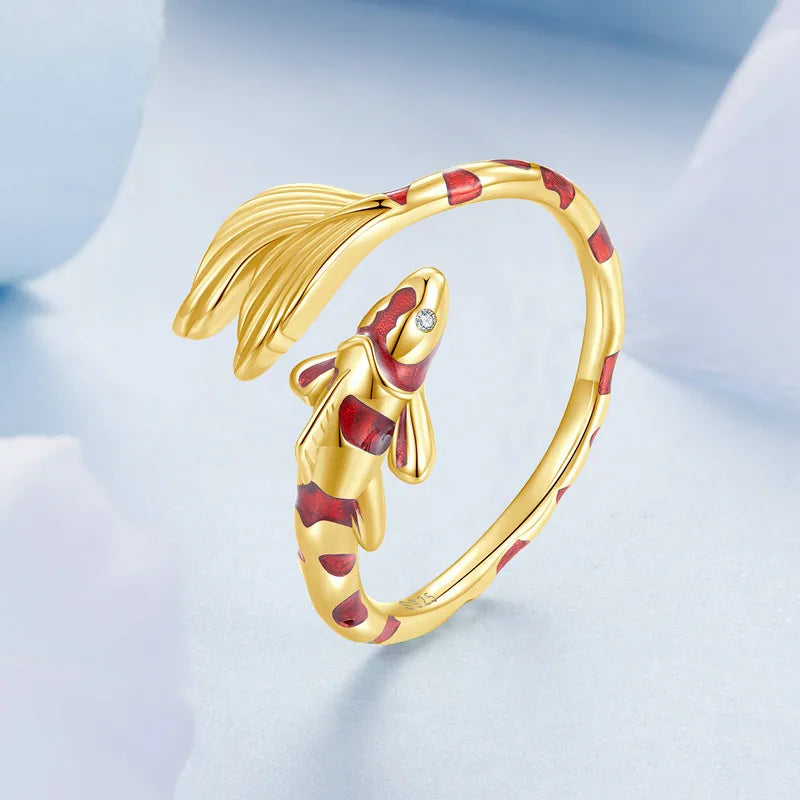 Bague Ajustable Poisson Koï en Argent 925