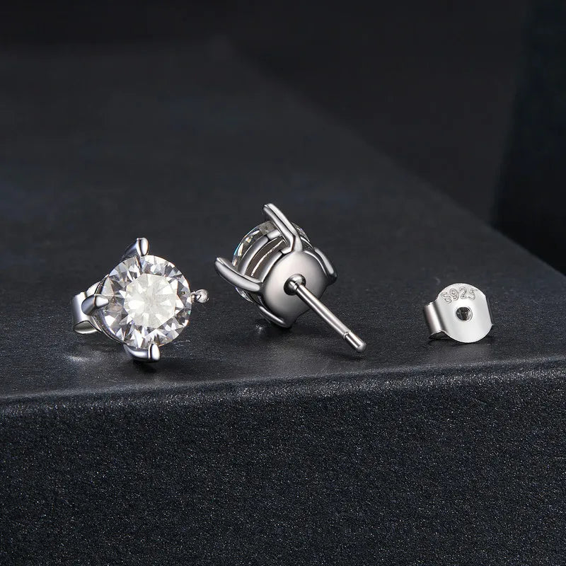 Boucles d'Oreilles Puces Moissanite 1ct en Argent 925 avec Certificats