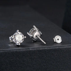 Boucles d'Oreilles Puces Moissanite 1ct en Argent 925 avec Certificats