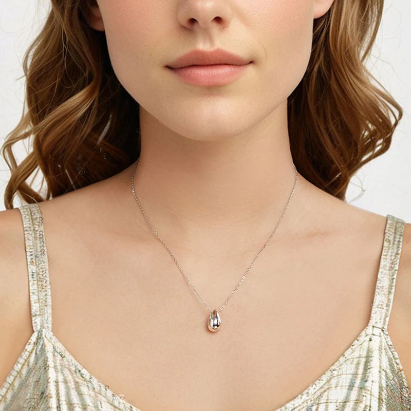 Collier Pendentif Goutte Métallique en Argent 925