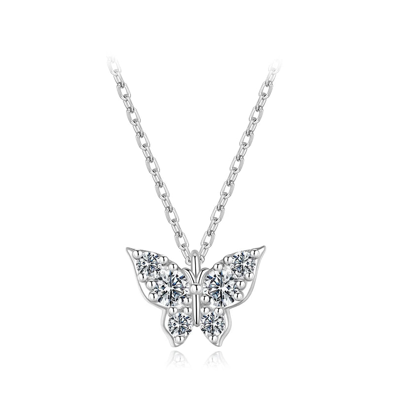 Collier Papillon Moissanite en Argent 925 avec Certificat