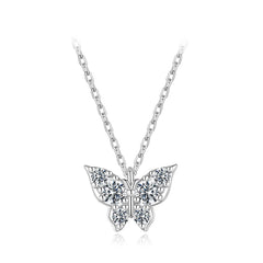 Collier Papillon Moissanite en Argent 925 avec Certificat