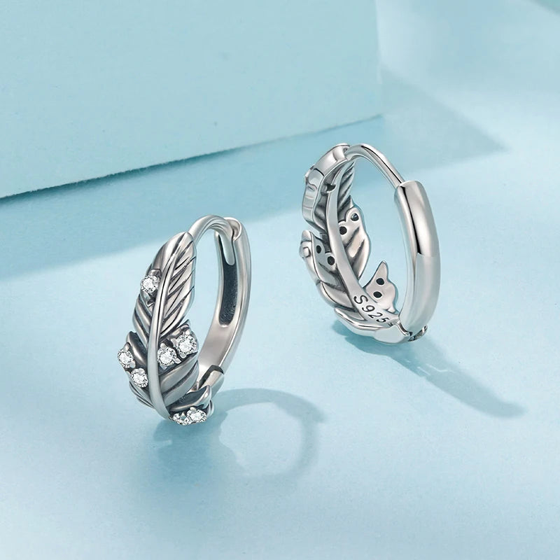 Créoles Plume en Argent 925
