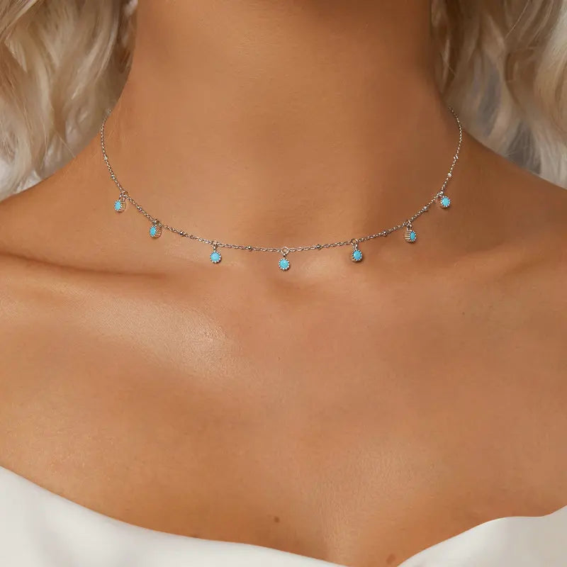 Collier Ras-de-Cou Turquoise en Argent 925