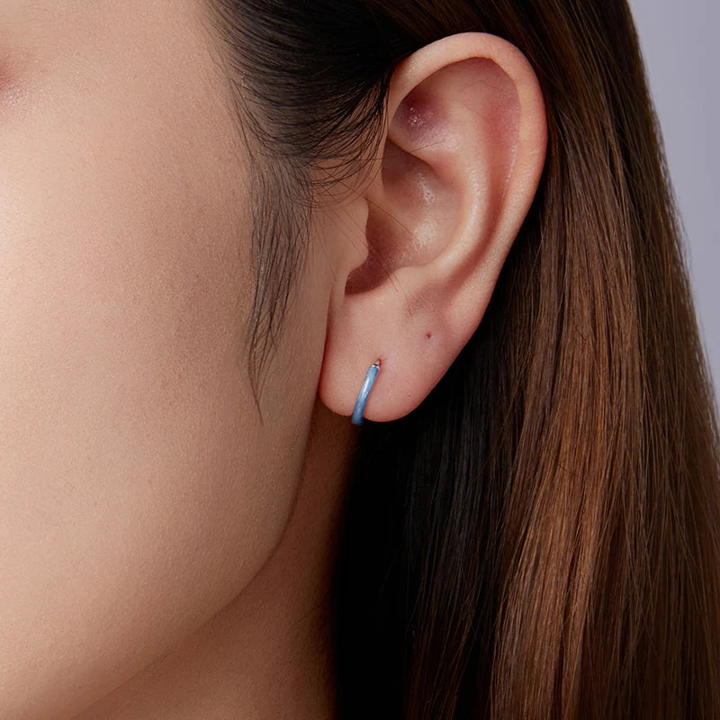 Créoles Anneau Bleu en Argent 925