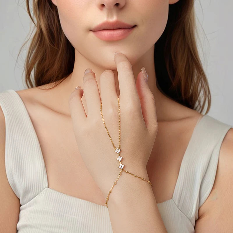 Bracelet Anneau Trèfle en Argent 925