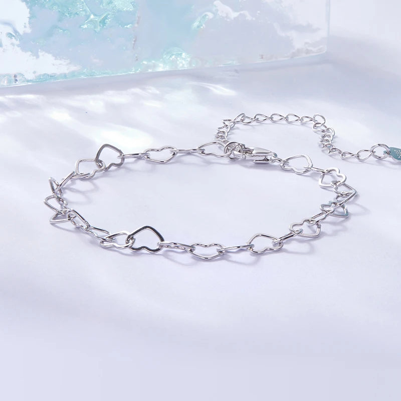 Bracelet à Breloque Cœur en Argent 925