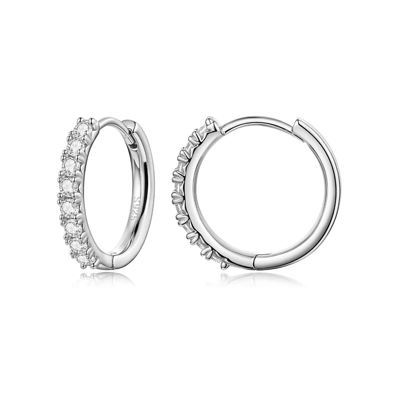 Créoles Rondes Moissanite de Mariage en Argent 925
